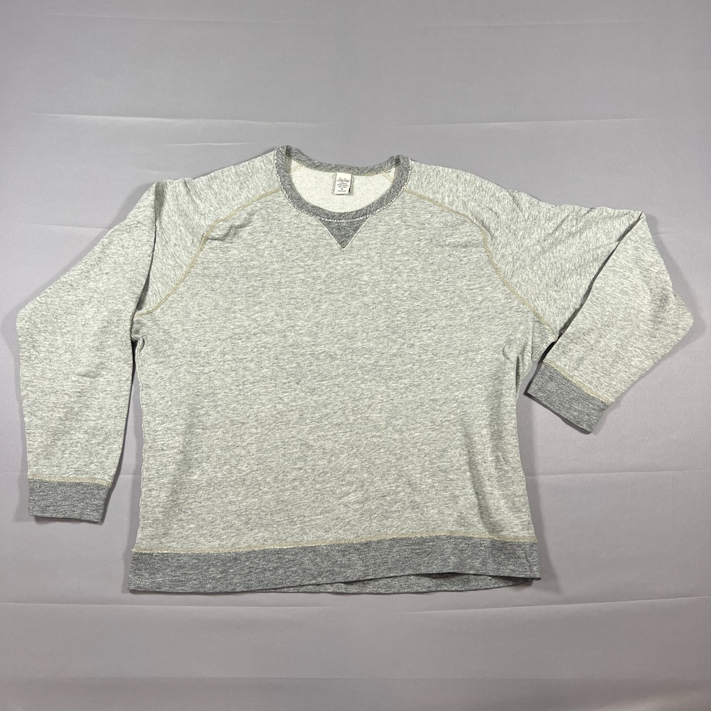 Lucky Brand Sweatshirt Mens XL Heathered Gray Soft Knit Raglan Sleeve Crew Neck